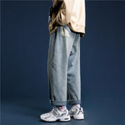 Wide-leg jeans men's straight loose ins pants trend wild retro drape mopping daddy trousers