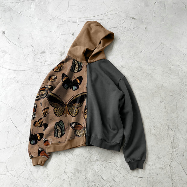Fashion butterfly stitching personalized zipper hoodie
