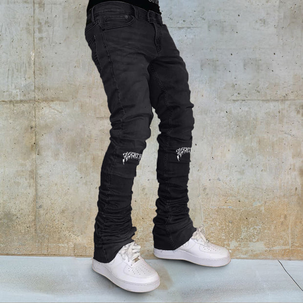 American style knee print trendy brand retro jeans