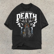 Skull Motorcycle Print Short Sleeve T-Shirt