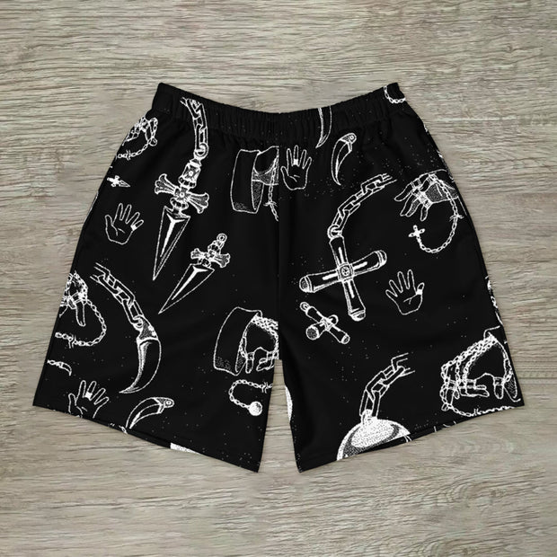 Street style personality printed casual shorts