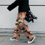Vintage print street fashion trousers