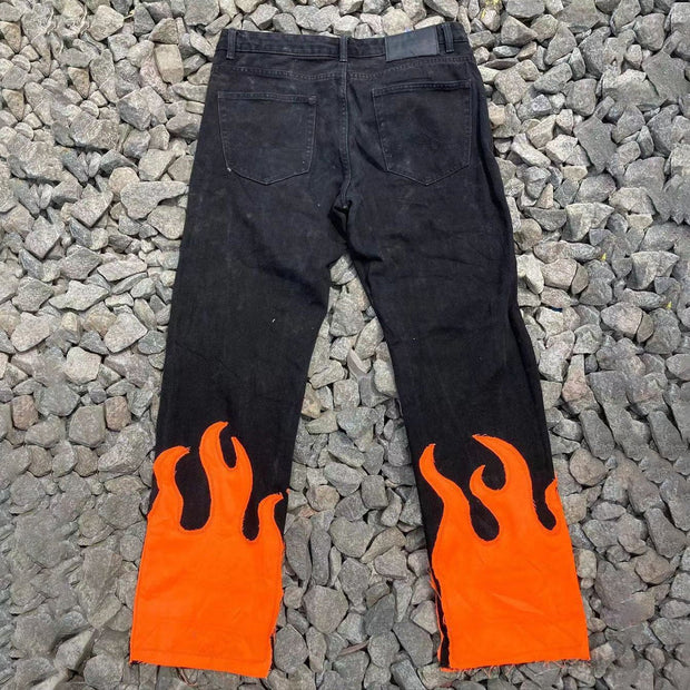 Desire to burn on the street dark retro casual jeans