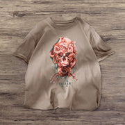 Skull personality funny print short-sleeved T-shirt