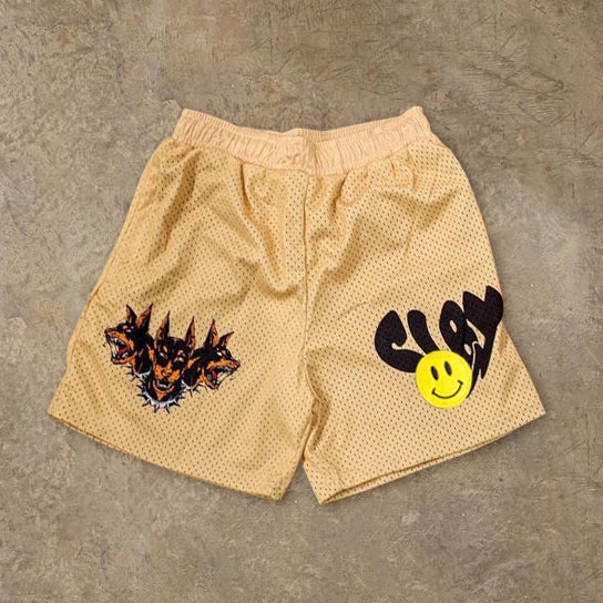 Personalized street print khaki shorts
