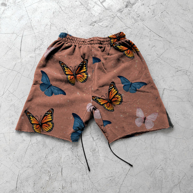 Retro casual street loose edge butterfly shorts