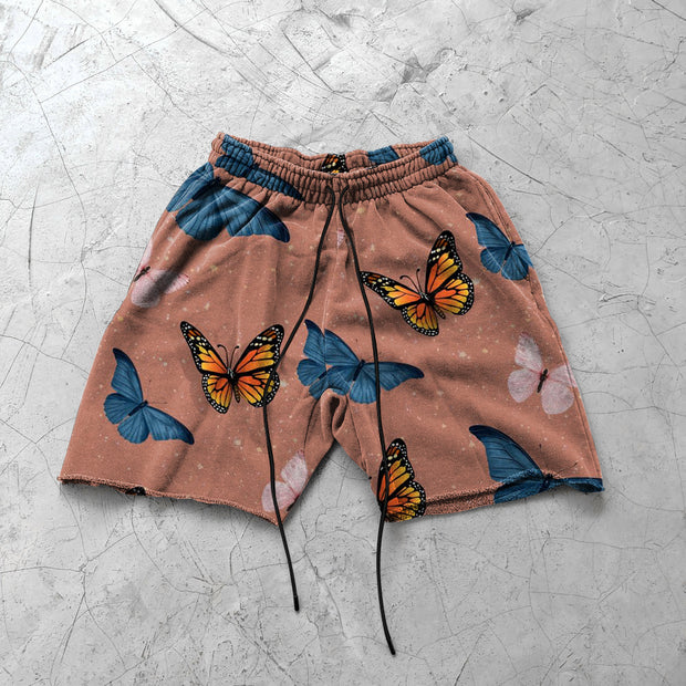 Retro casual street loose edge butterfly shorts