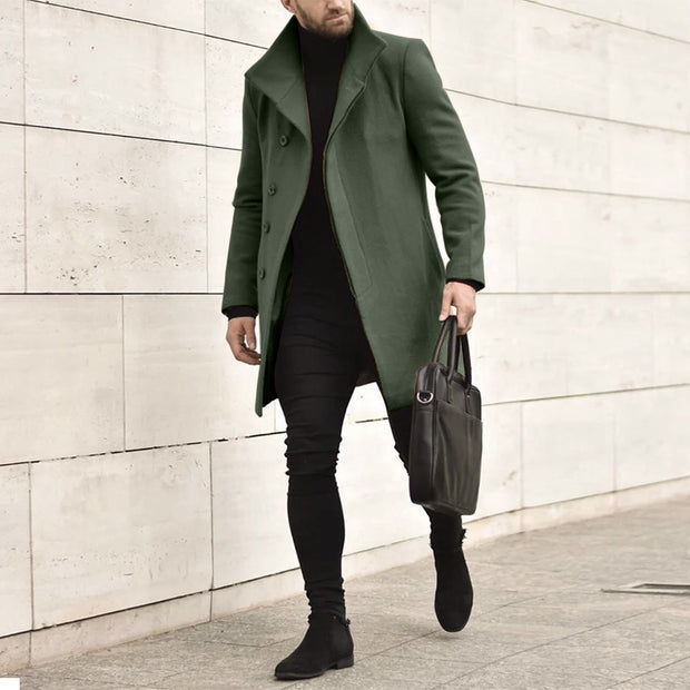 Stand-up collar casual woolen coat