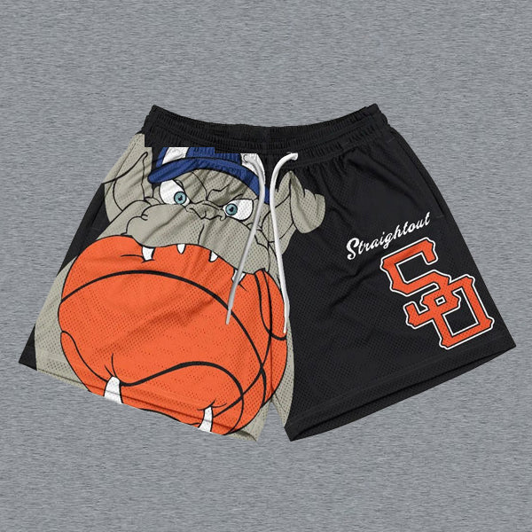 Straightout Basketball Print Drawstring Shorts