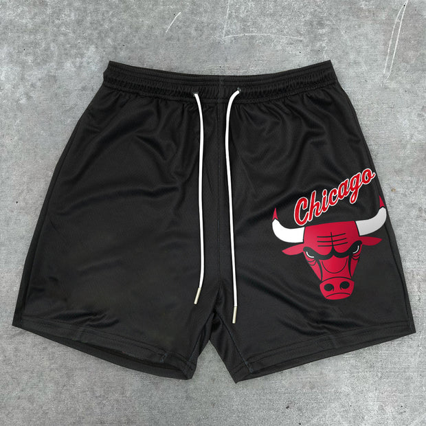 Bulls Print Street Sports Basketball Shorts