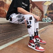 Graffiti casual pants men's loose nine-point pants hip-hop ins sports trousers