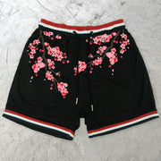 Sakura Pattern Casual Vintage Mesh Shorts