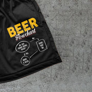 beer print statement mesh shorts
