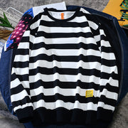 Striped Korean Trend Long Sleeve T-Shirt Round Neck Loose Pullover Sweatshirt