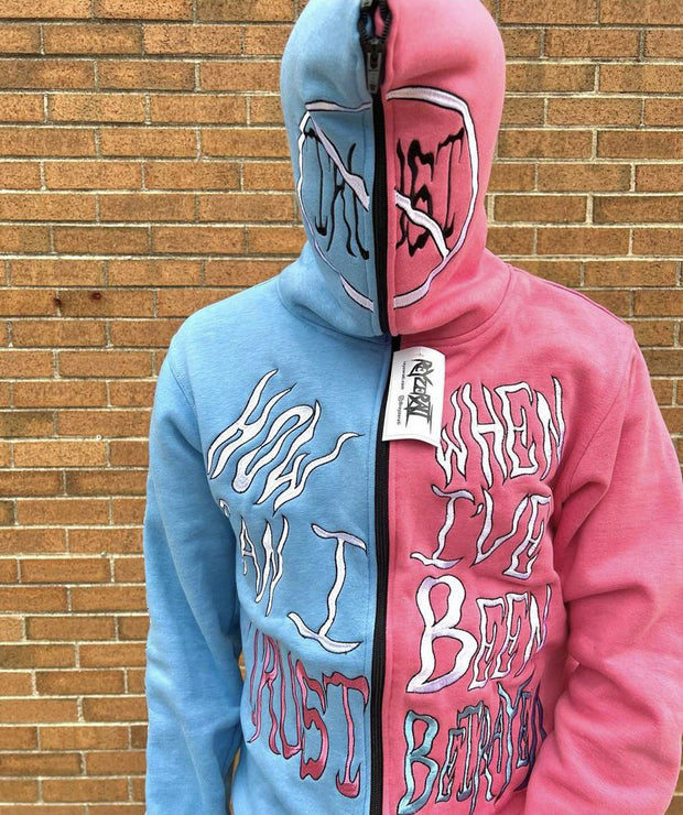 Statement street print colorblock hoodie