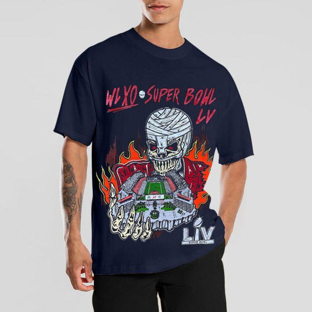 Personalized skull short-sleeved printed T-shirt men
