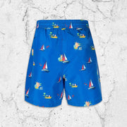 Casual sailboat print beach shorts