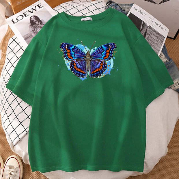 Butterfly print couple T-shirt