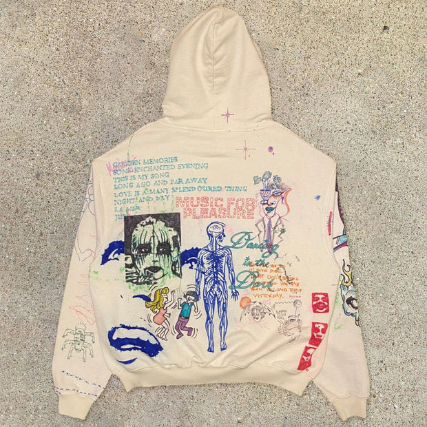 Street style personality fashion printed hoodie men