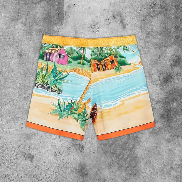 Resort-style print seaside luxury shorts