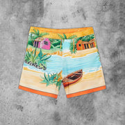 Resort-style print seaside luxury shorts