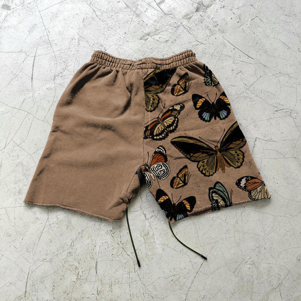 Stitching personality butterfly retro casual shorts