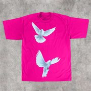 Trendy Print Dove Peace Short Sleeve T-Shirt