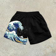 Fashionable Wave Print Casual Shorts