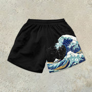 Fashionable Wave Print Casual Shorts