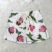 Floral Pattern Casual Retro Street Mesh Shorts