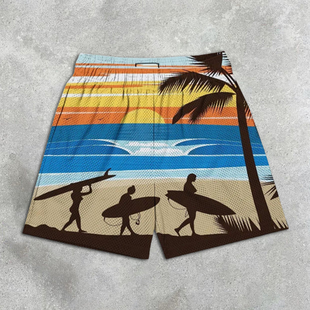 Beach Print Resort Elastic Shorts
