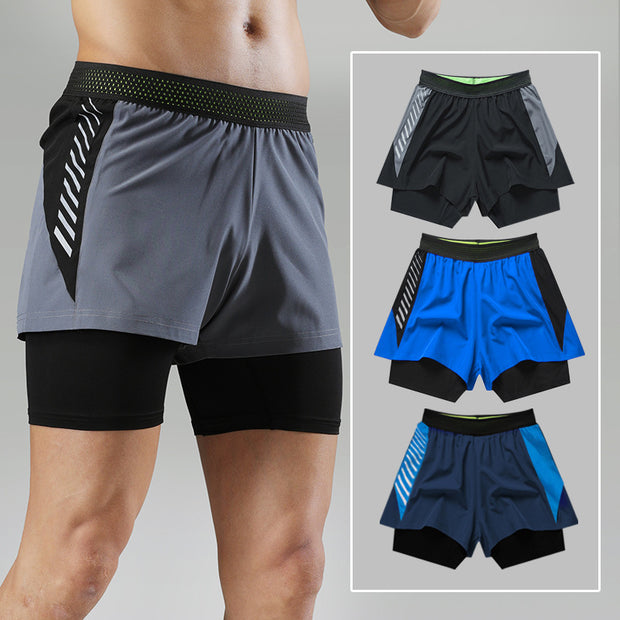 Fitness Running Quick Dry Shorts Track and Field Double Layer Sports Shorts