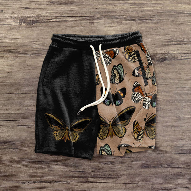 Stitching butterfly retro street shorts