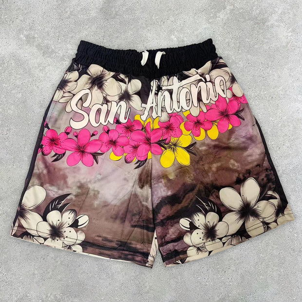 Stylish Casual Floral Print Sports Shorts