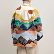 Casual hit color flannel print retro jacket