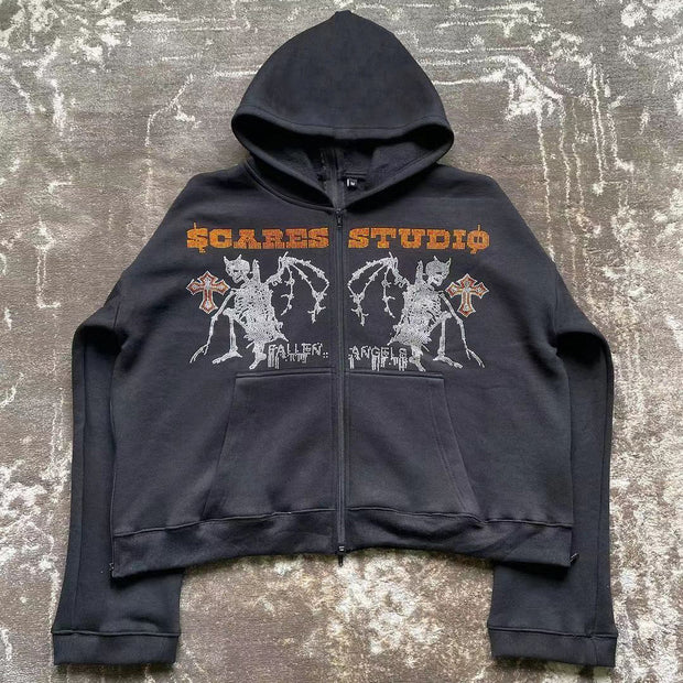 Cross demon casual street sports hoodie