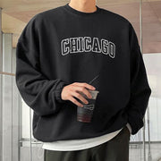 Casual Chicago Print Long Sleeve Crewneck Sweatshirt