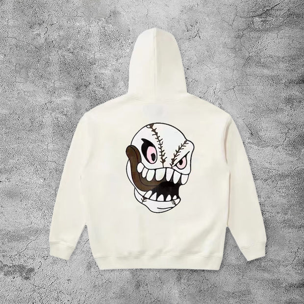 Casual abstract evil baseball hoodie