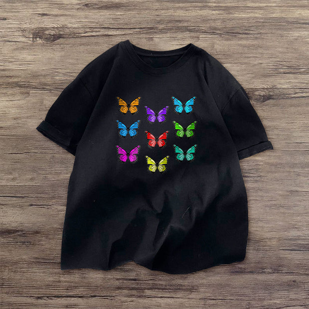 Little Butterfly Retro Casual Short Sleeve T-Shirt