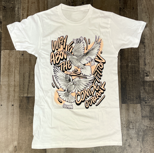Casual fashion street style pigeon print T-shirt