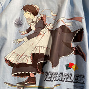Skateboard Girl Print Casual Loose Harajuku Short Sleeve T-Shirt