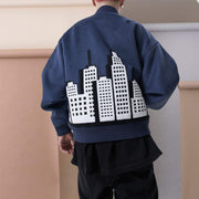 Retro pattern street fashion brand warm baseball uniform jacket
