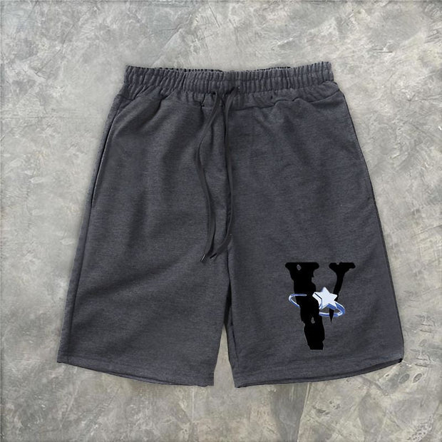 Personalized dark gray casual printed shorts