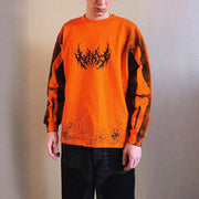 Personalized street style long-sleeved round neck bone print men's sweatshirt
