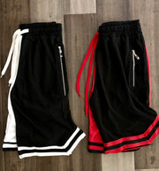 Colorblock design zipper pocket track shorts