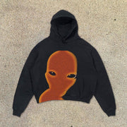 Casual personality alien print long-sleeved hoodie