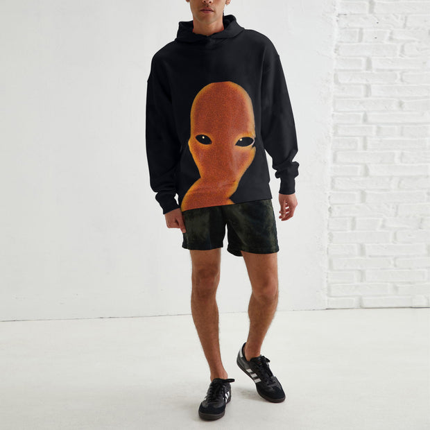 Casual personality alien print long-sleeved hoodie