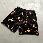 Fashion flame print retro shorts