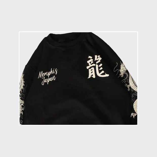Casual white dragon Japanese home sports outdoor sweater