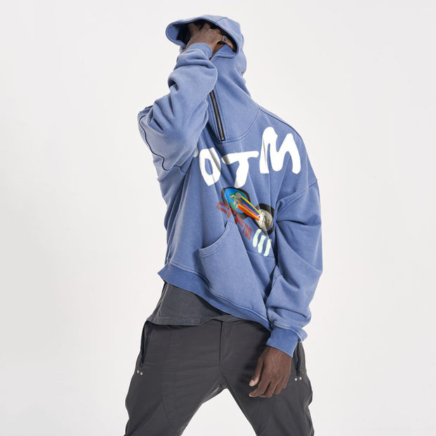 Fashion brand street pattern hip-hop zipper long-sleeved hoodie